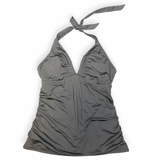 ATHLETA Women’s Black Shirrendipity Halter Tankini Swim Top Size Medium Tall (MT - Picture 3 of 8